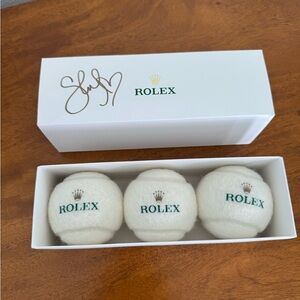Rolex White Tennis Balls with Green Logo
